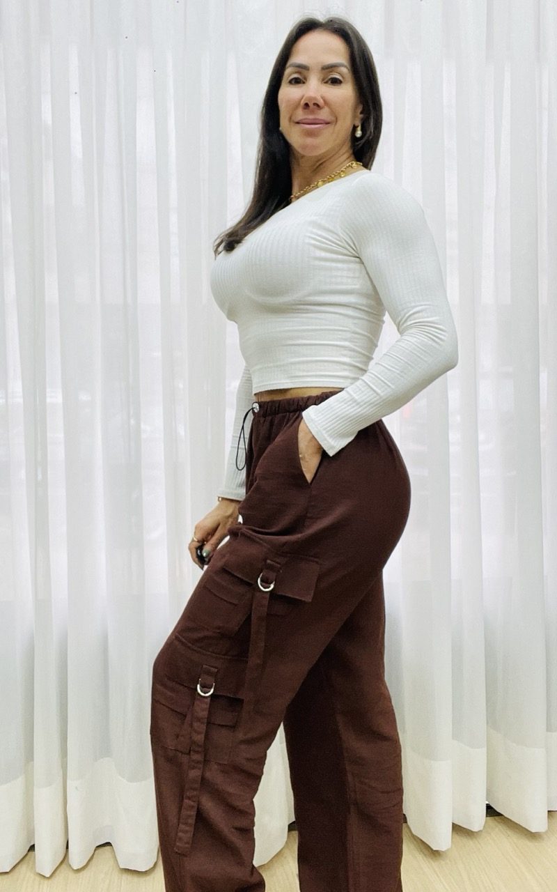 calça cargo lara marrom 08127